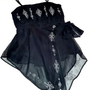 3/$12💥 MOTHERHOOD MATERNITY spaghetti straps mesh beaded  top.